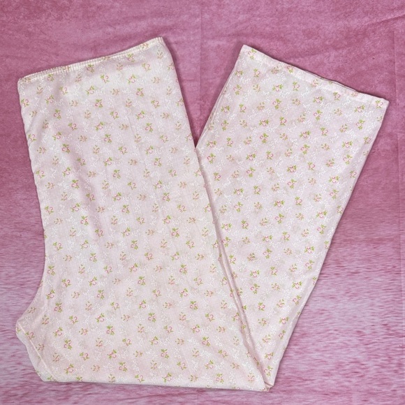 160. Vintage Floral Pajama Set Pink White Lace Trim Size M/L - Picture 8 of 10